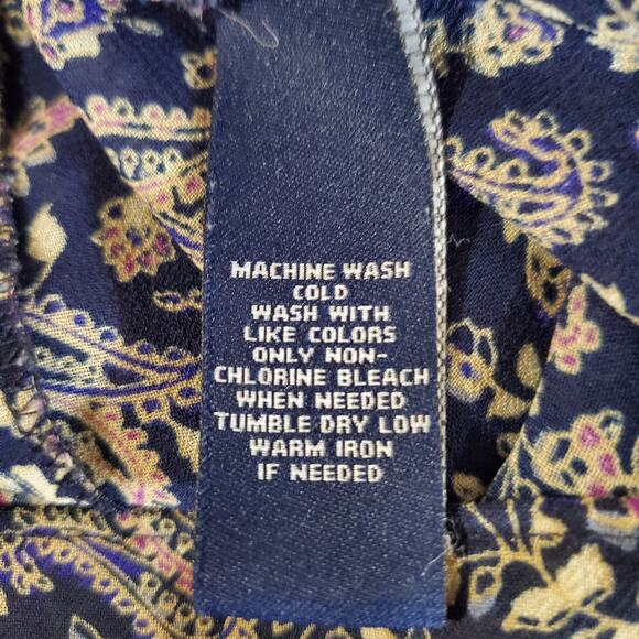 Chaps X Ralph Lauren Paisley Boho 3/4 Sleeve V-Neck Button Blouse Size XL Hippie - Picture 8 of 10